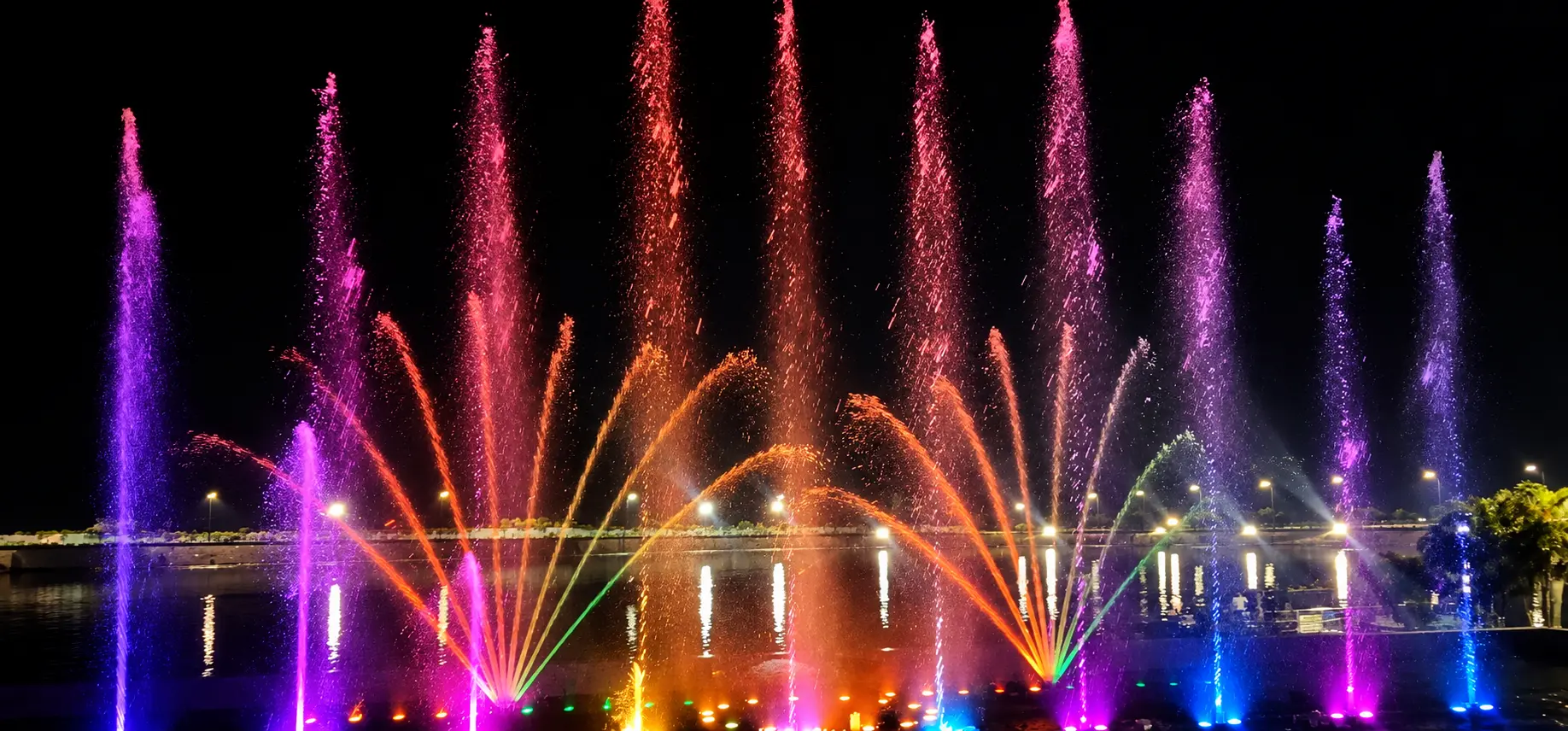 Colourful dancing fountain show at Balangi Park, Nayagarh, Odisha