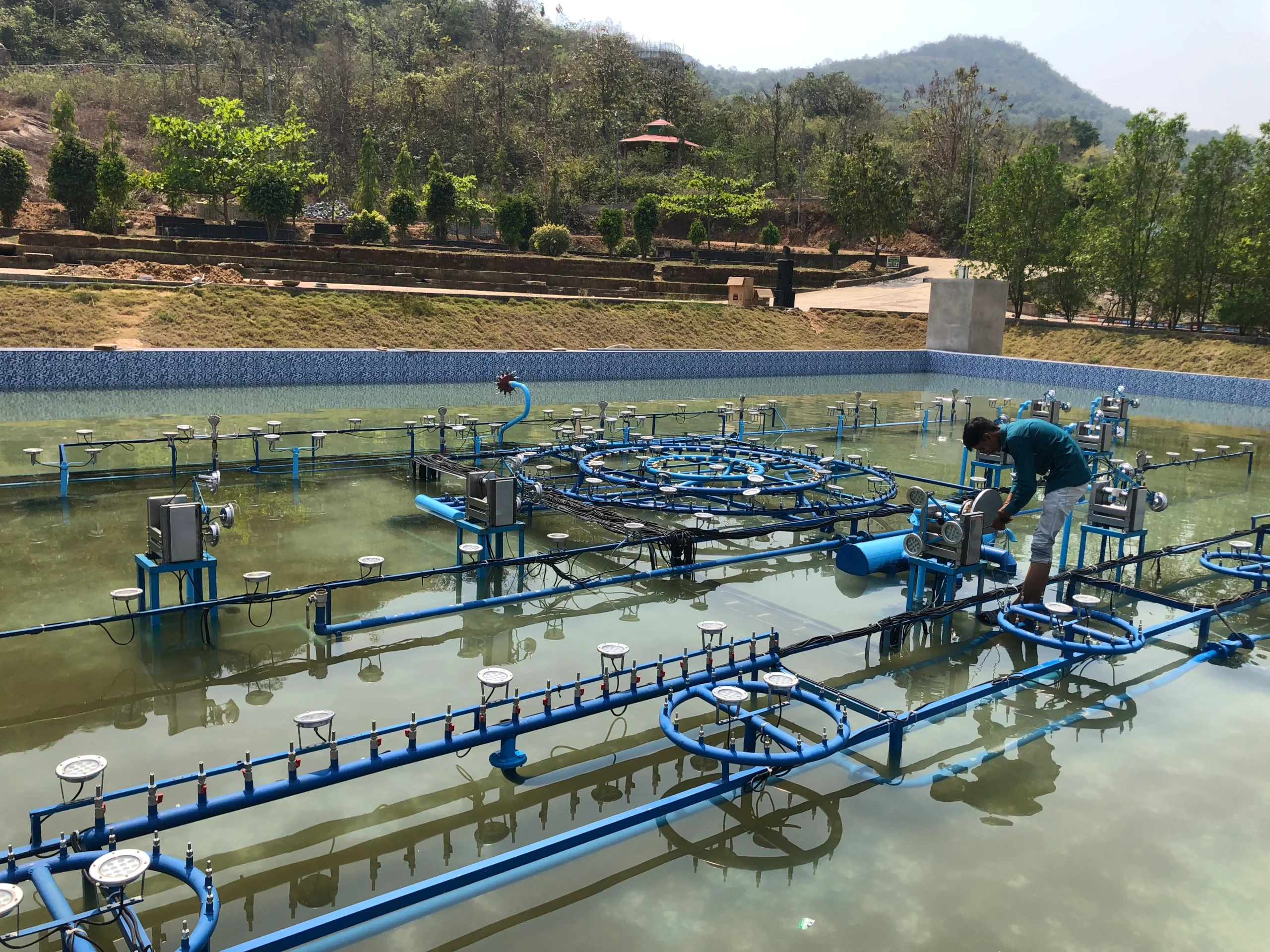 Musical fountain structure installation at Balangi Park in Nayagarh