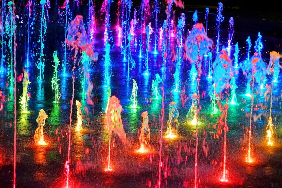colorful DMX fountain light show