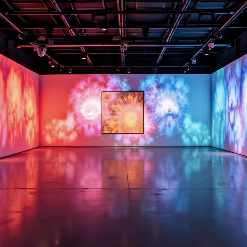 3D video projection mapping on a building creating immersive visual effects