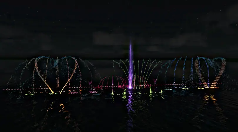 Floating musical fountain with laser lights at Bharatpur Lake Rajasthan
