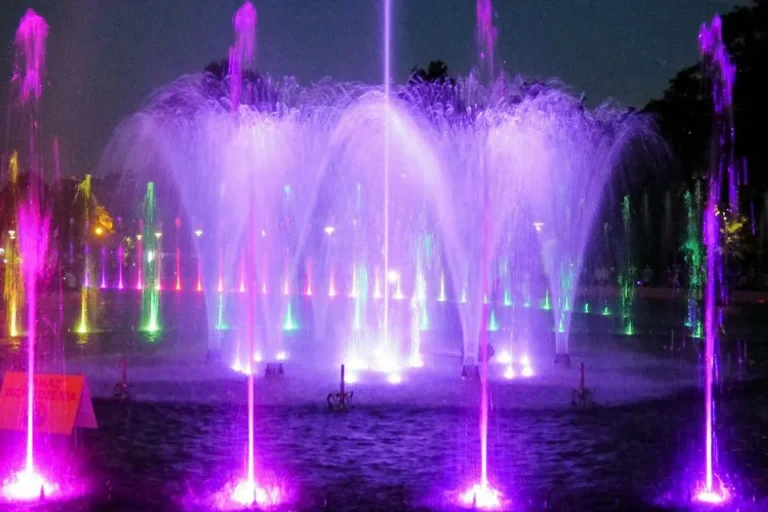 Multimedia musical fountain with laser, lights, and water projection