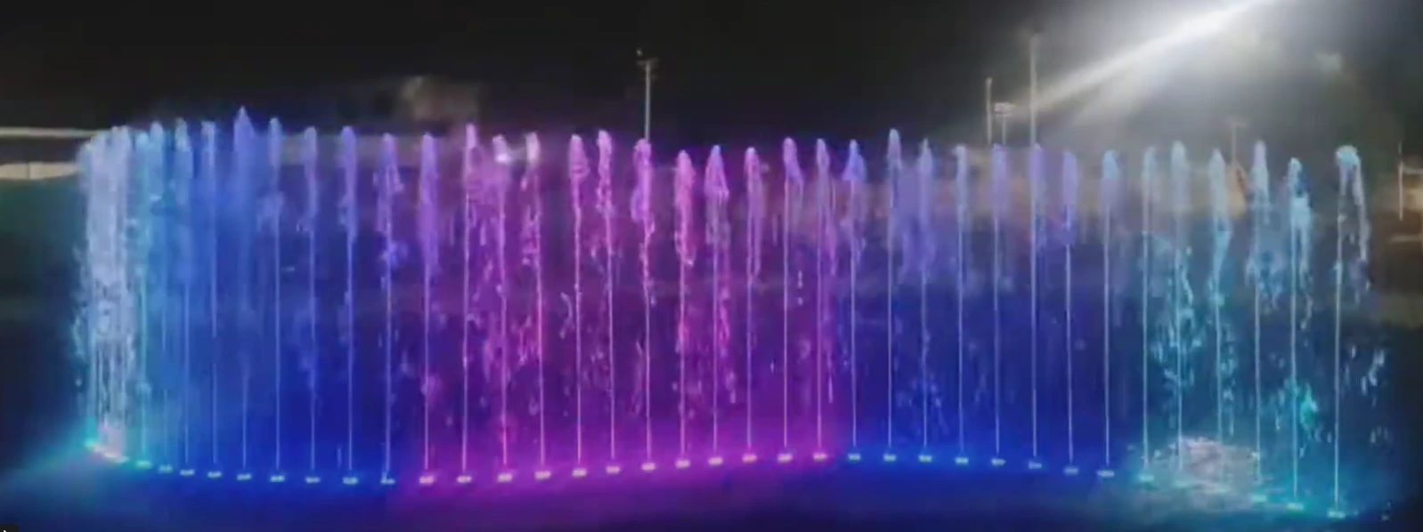 Sequential fountain with synchronized RGB LED lighting