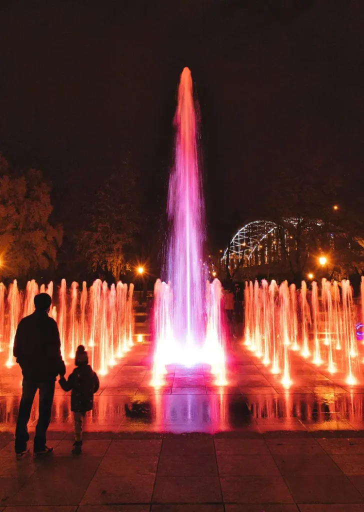 splash pad dry deck fountain in public park interactive water play zone